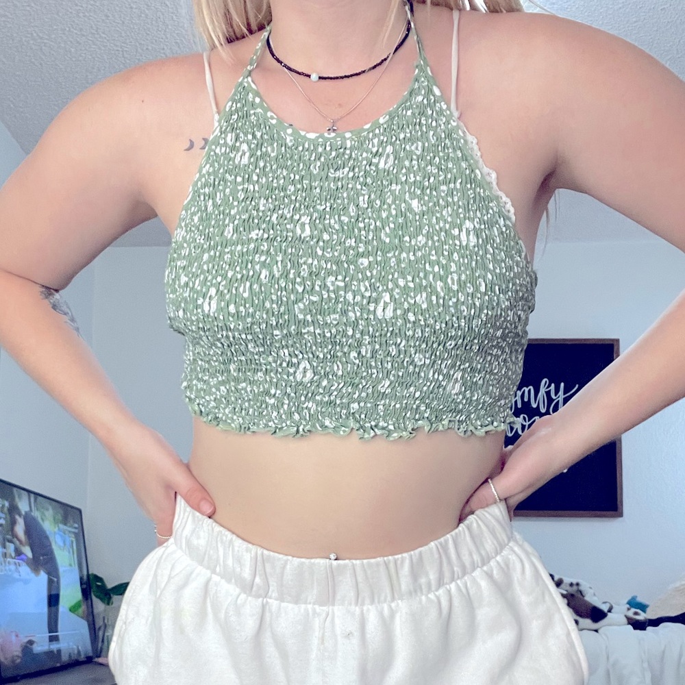Green Leopard Halter Top